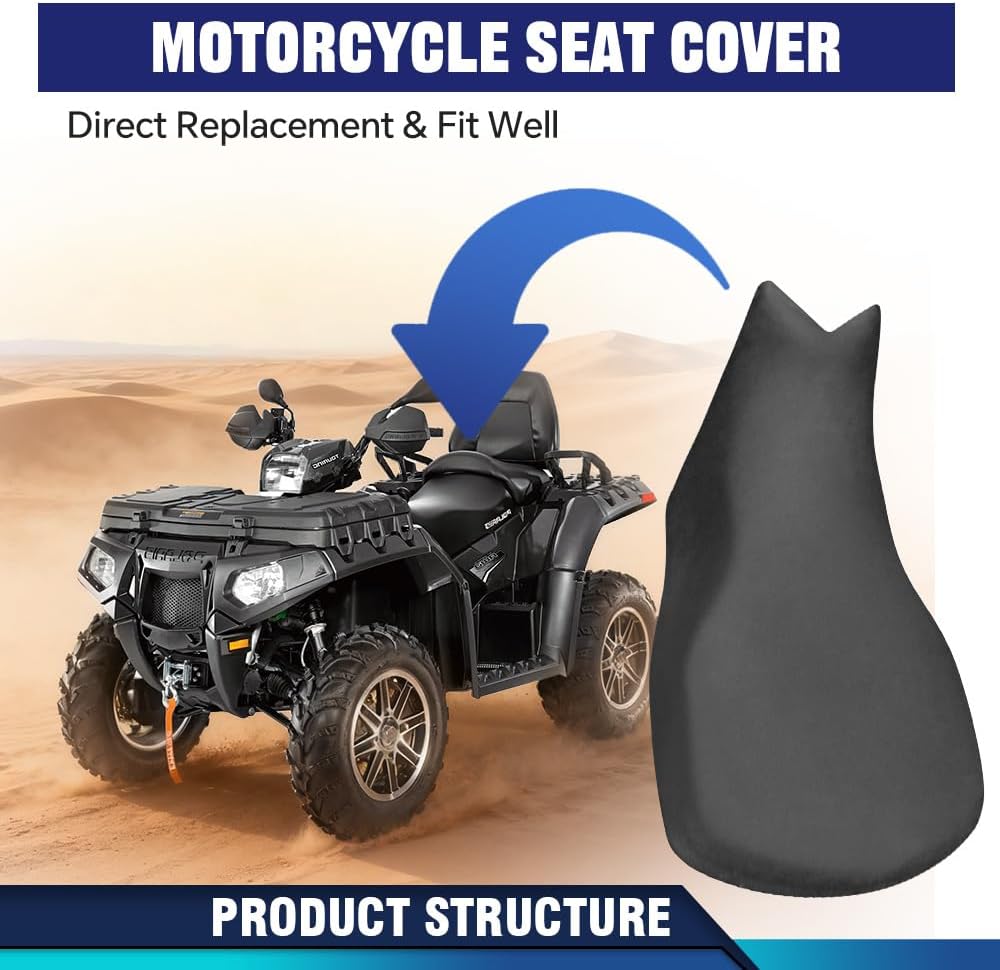 PIT66 Seat Cover, Compatible with Polaris Sportsman 550 850 XP 2009-2016 | Dustproof & Waterproof, Heavy Duty Black Synthetic Leather, ATV Seatcover, Fit Polaris Sportsman 550 850 XP 2009-2016