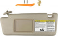 Left Driver Side Sun Visor Compatible with 2005-2015 Toyota Tacoma, (Beige Color) Sunvisor Replacement with Clip, Screws and Manual Slide Extension & Mirror, Non-Illuminated, Replaces 74320-04181-B1