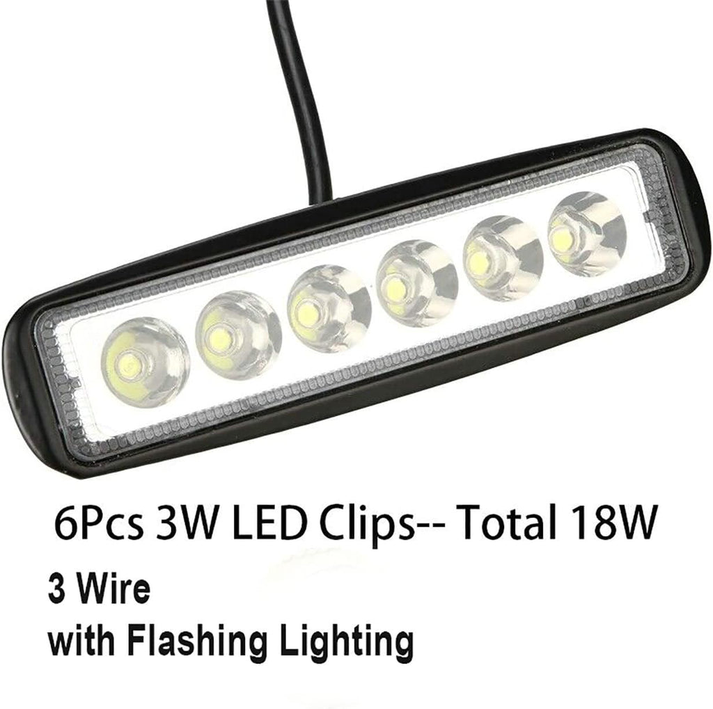 Yibid Motorcycle 18W LED Driving Work Front Fog Head Light Lamp with 3 Wire Flashing Brake Replacement for Bobber Cafe Racer Cruiser ATV Vessels Off-Road Vehicles Trucks Fire Engines SUV ATV 4WD Car