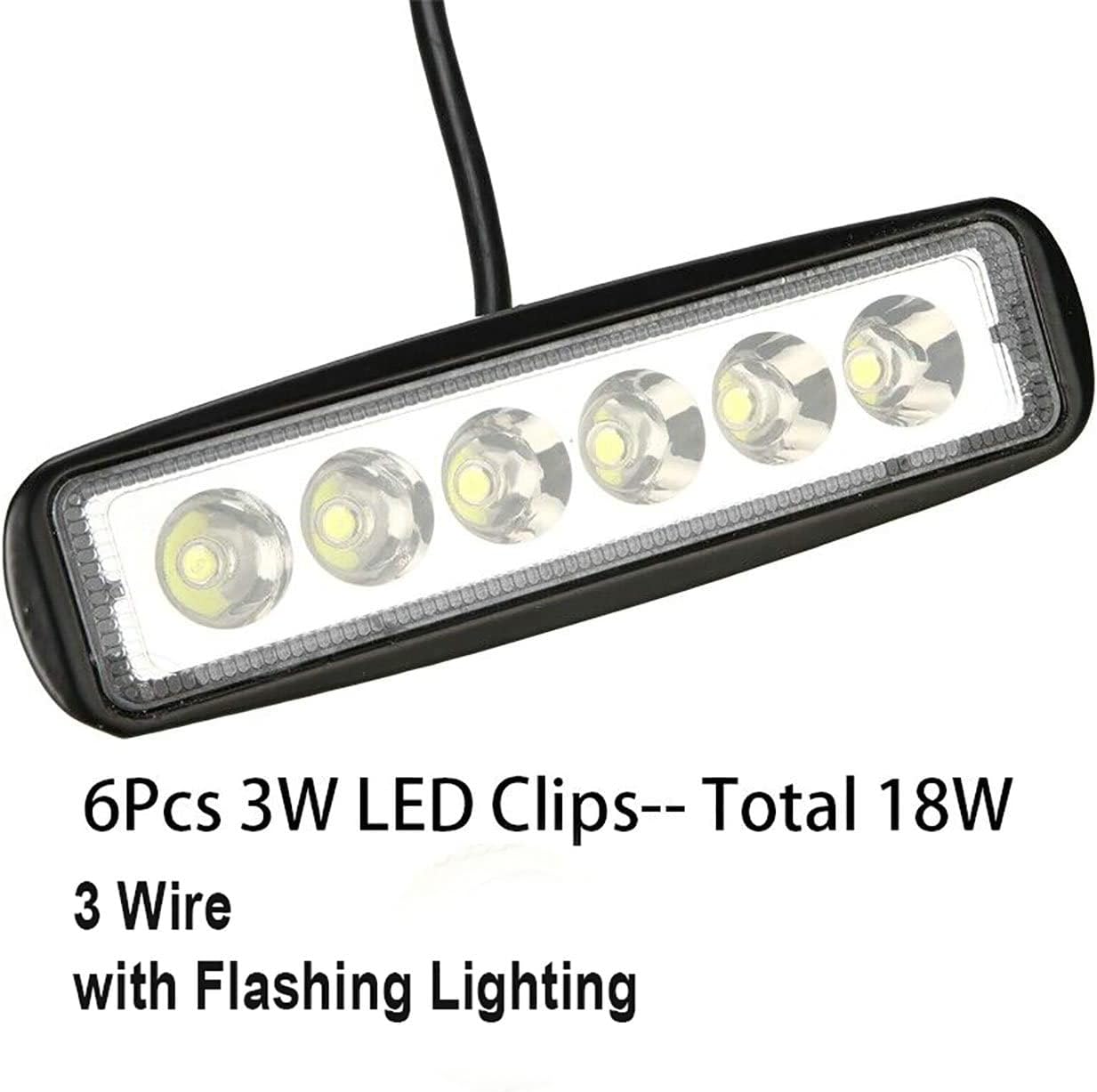 Yibid Motorcycle 18W LED Driving Work Front Fog Head Light Lamp with 3 Wire Flashing Brake Replacement for Bobber Cafe Racer Cruiser ATV Vessels Off-Road Vehicles Trucks Fire Engines SUV ATV 4WD Car