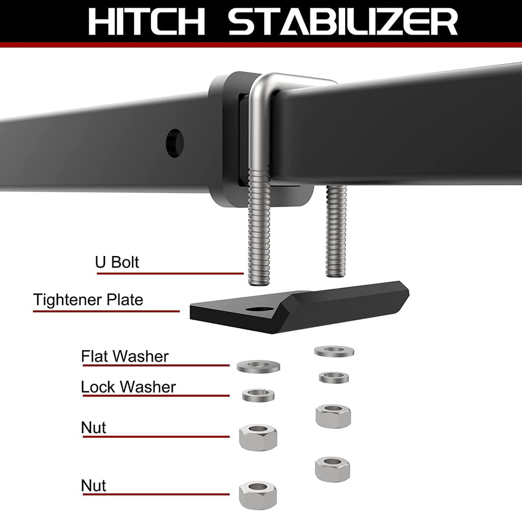Heavy Duty Hitch Tightener for 1.25" and 2" Tow Trailer Hitches Black Anti Rattle Hitch Wobble Free