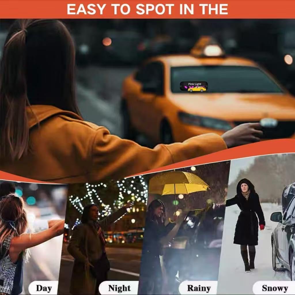 LED Light Sign for Car, Taxi Light Sign Windshield Led Sign, Car Led Sign with Suction Cups & USB Plug, Windshield Taxi Sign Display for Cars, Trucks, SUVs (Pink Blue)