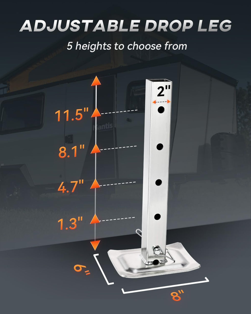 FZZD 8000 lbs Heavy Duty Trailer Jack, 28.6" Vertical Travel, Adjustable Drop Leg, for Utility Trailers, Yacht Trailers, Boat Trailer Jack…