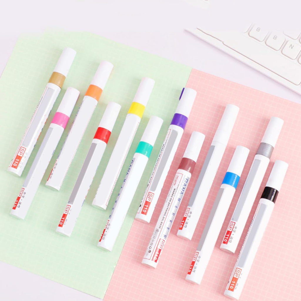 7pcs Automotive Touch-up Paint Pens for Tire Repair, Portable Oil-based Permanent Marker Pens with Plastic Body, Quick Drying and Waterproof for Car Scratch Concealing and Tire