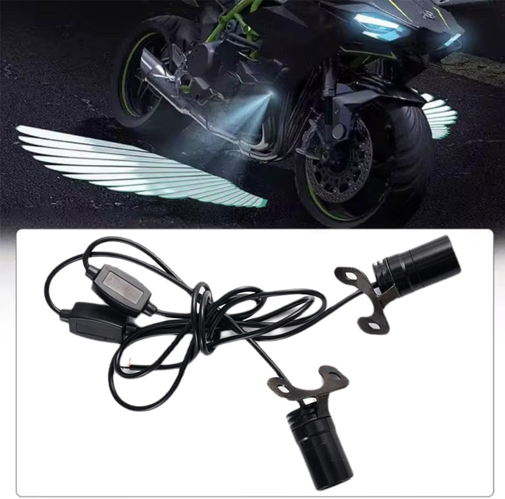 2Pcs Motorcycle Projector Lights for Angel Wing Logo, Universal Led Underglow Kit, Cute Motorcycles Accessory for Cars, ATV, SUV, Bike, Off-Road, Trucks, Boats, Easy to Assembly