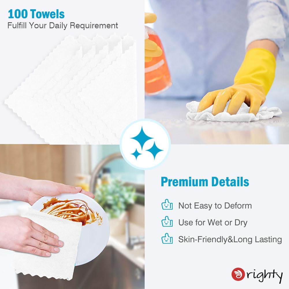 Orighty Microfiber Cleaning Cloth Bulk, 100 Pack, 11.5x11.5 inch, White | Microfiber Towels for Cars, Multi-Purpose Shop Towels, Soft Highly Absorbent Cleaning Rags for Car, Home, Kitchen