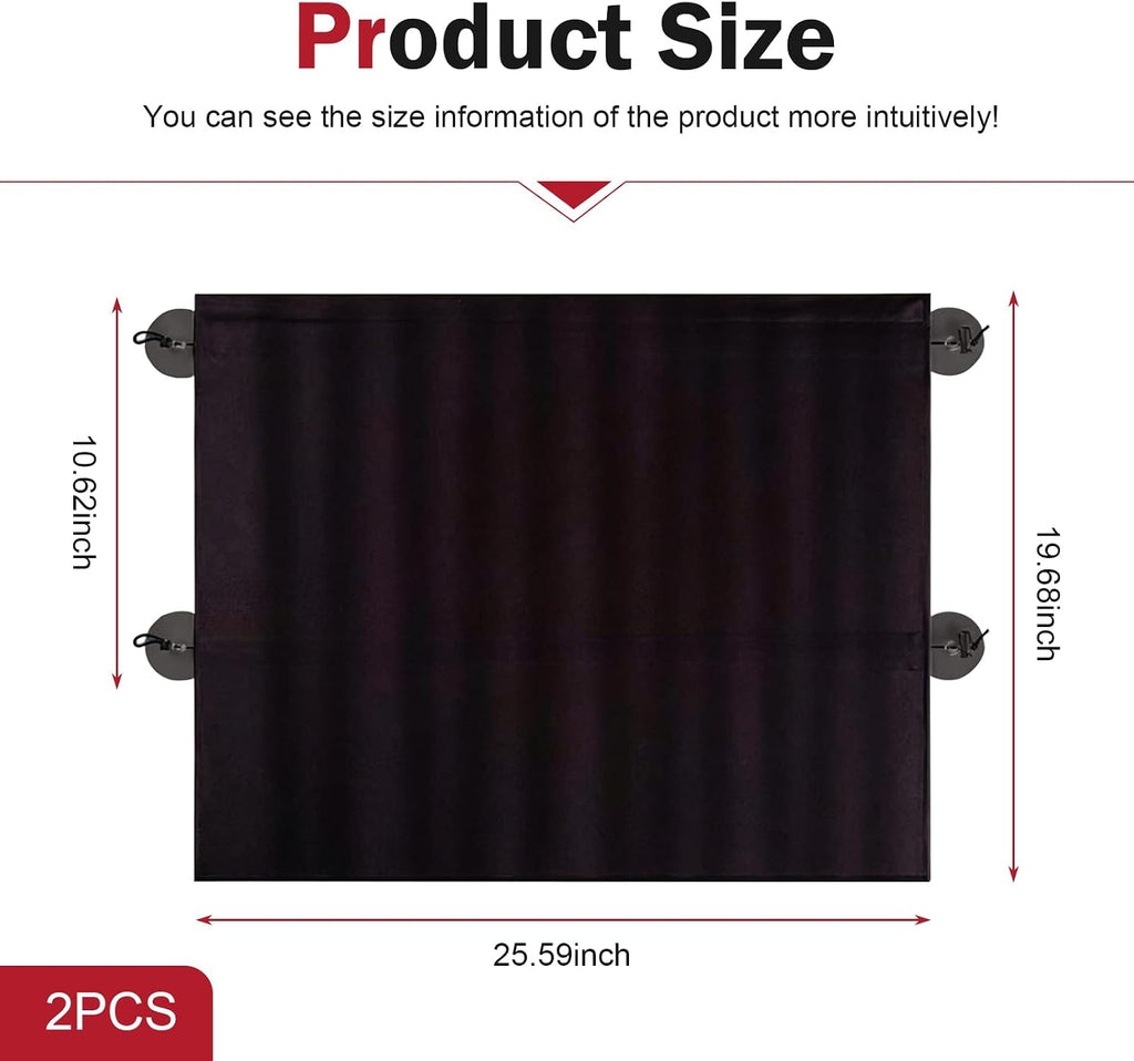 2 PCS Car Side Window Shades, Sun Blocking & Heat Insulation Curtain for Baby, Privacy Protection Blackout Sunshade with Suction Cup, Foldable Cover for Most Cars SUVs Trucks (Black)