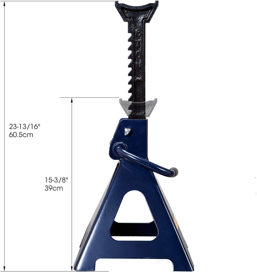 TCE 6 Ton (12,000 LBs) Capacity Double Locking Steel Jack Stands, 2 Pack, Blue, AT46002AU
