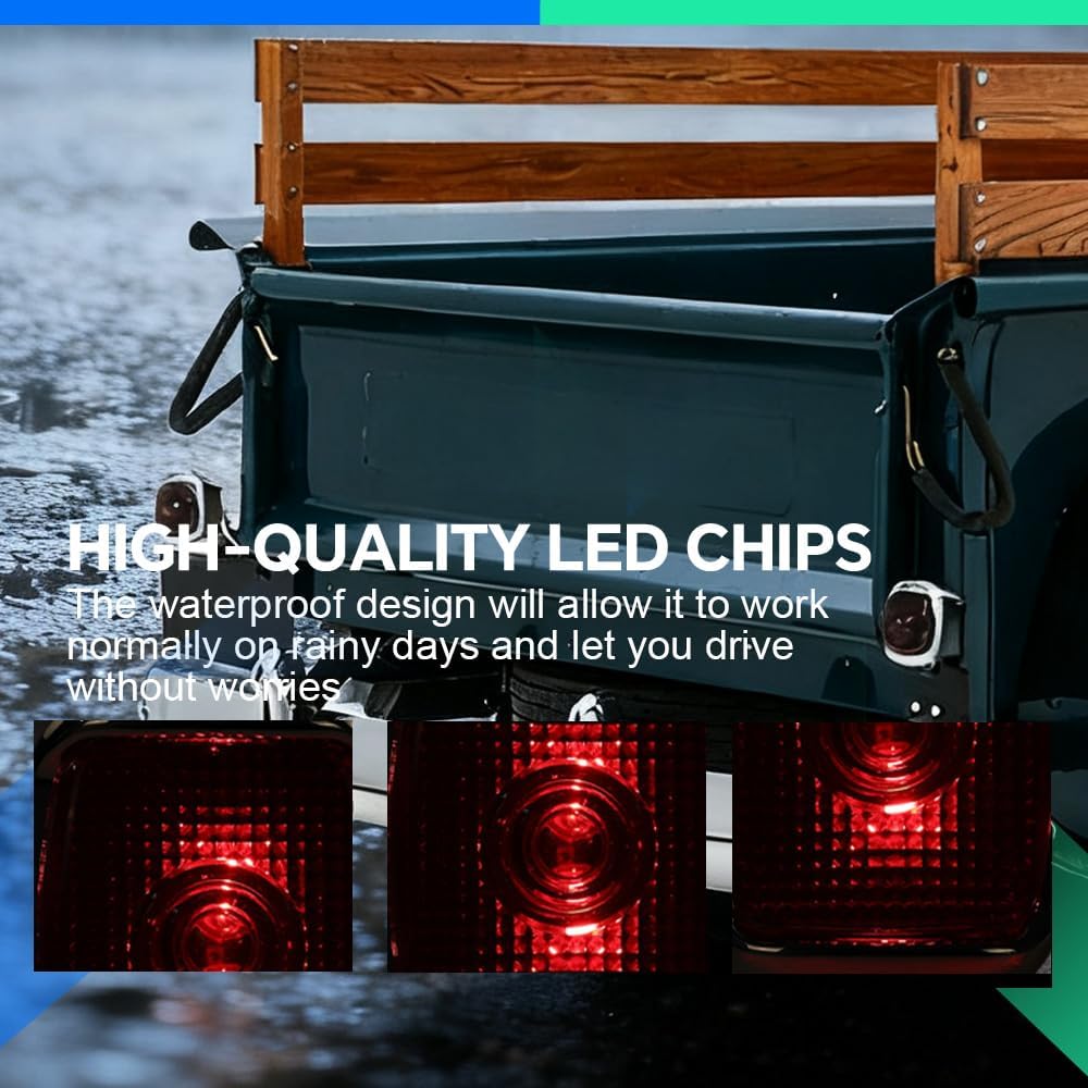 G-PLUS Tail Lights Assembly Rear Lamps Compatible with Chevy First Series Pickup Truck 1942-1953 Right & Left Side Red Luces Traseras Faros Traseros