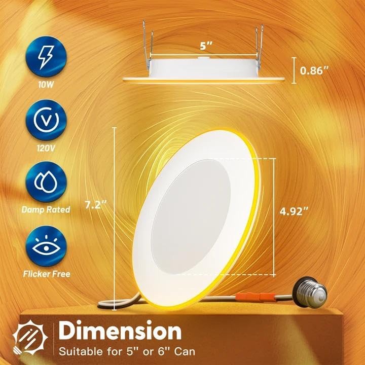 freelicht 4 pack 5/6 inch 5cct led recessed on a desk or shelf