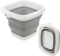 TOSSOW Premium Collapsible Plastic Bucket 5L (1.32 Gallon) Ice Buckets Soft Waterpot Mini Square Tub, Space Saving Bucket for Car Wash,Outdoor Fishing, Food Jug, Dog Bowls (Grey)