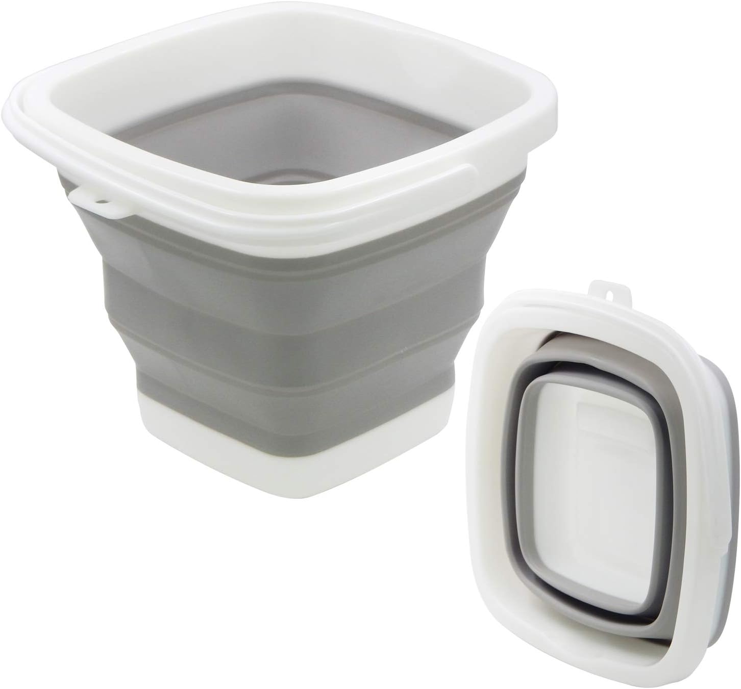 TOSSOW Premium Collapsible Plastic Bucket 5L (1.32 Gallon) Ice Buckets Soft Waterpot Mini Square Tub, Space Saving Bucket for Car Wash,Outdoor Fishing, Food Jug, Dog Bowls (Grey)