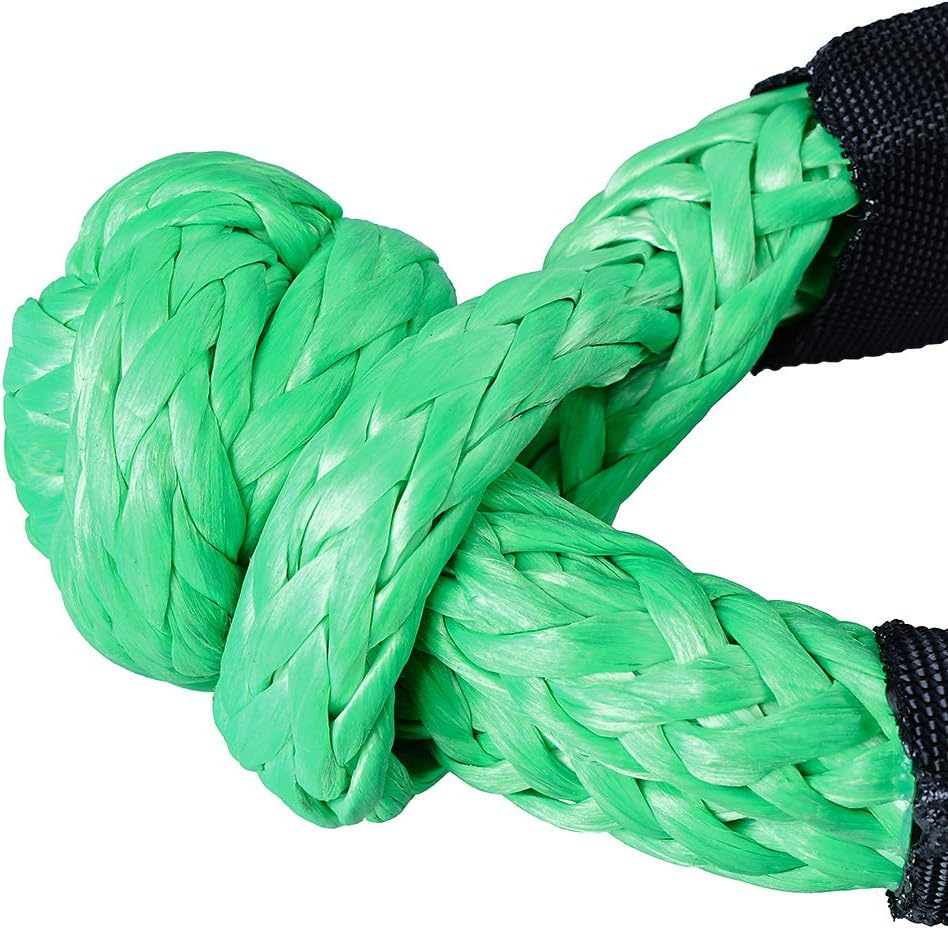 Set of Two Green 1/2" Synthetic Soft Rope Shackles 38,000lbs+ (2pcs)