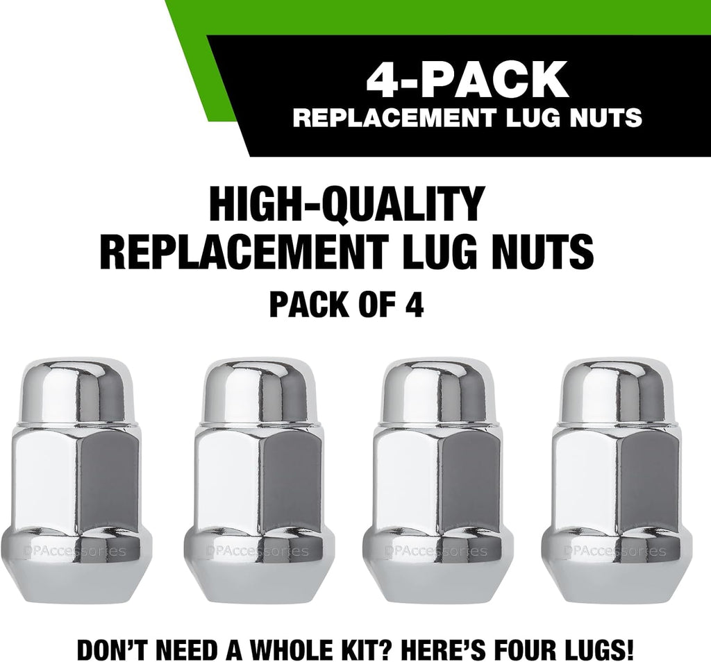 DPAccessories Chrome M12x1.25 Lug Nuts | Closed End Bulge Acorn | 36mm (1.4") Tall | 19mm (3/4") Hex | Pack of 4 | D3115-HT-2305/4