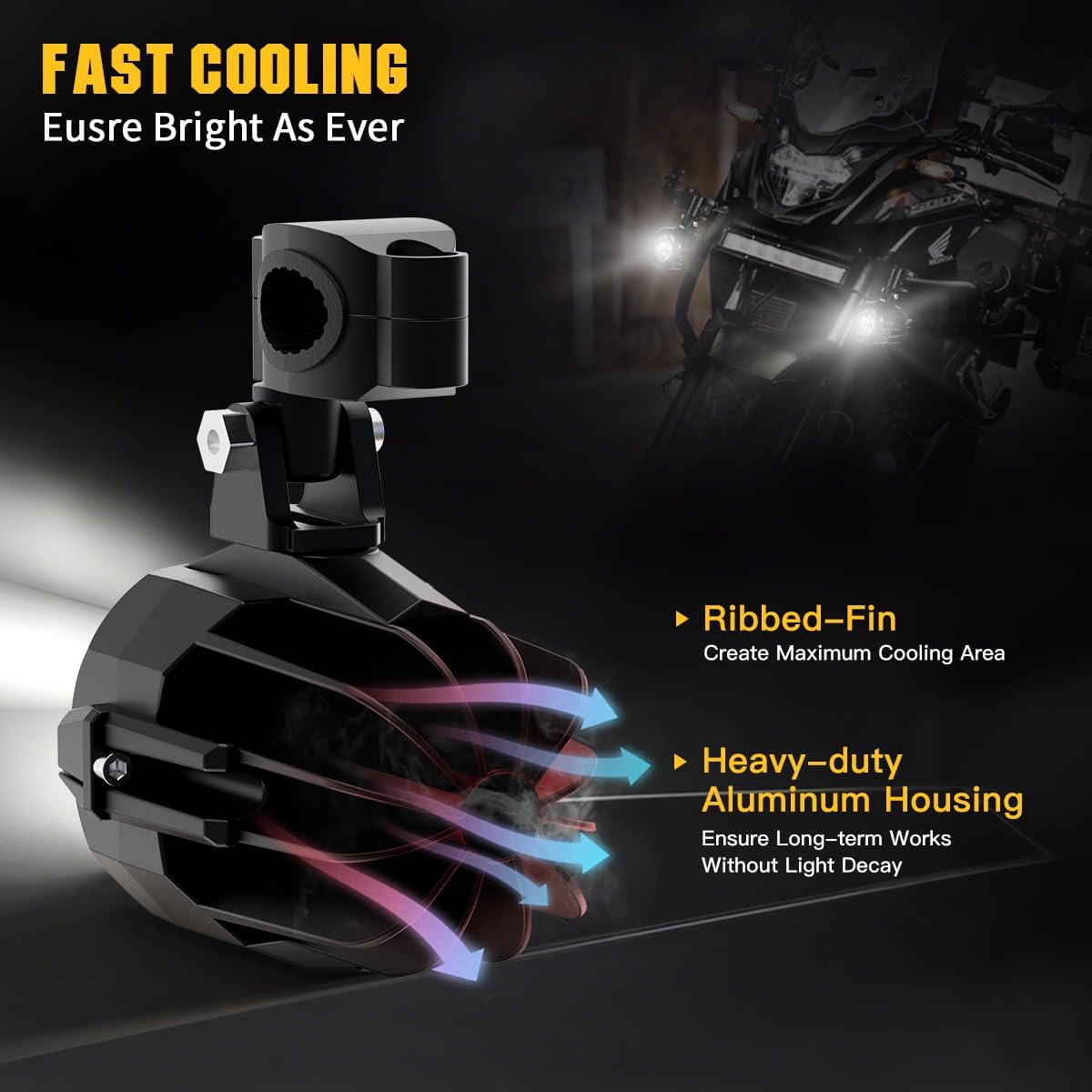 Motorcycle Auxiliary Lights LED Kit 70W Round Driving Fog Light White with Mount Brackets Wire Harness Switch Waterproof for R1200gs ADV Adventure Touring Sport Cruiser Streetbike ATV UTV