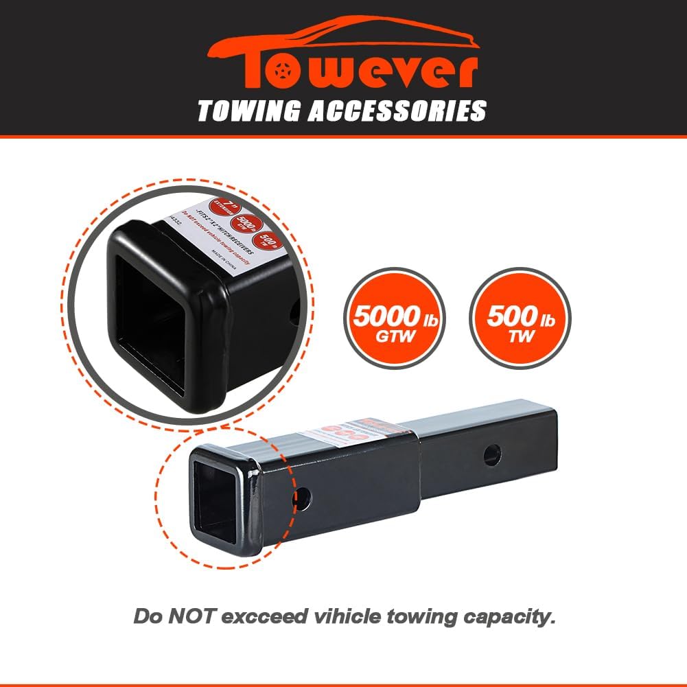 84332P Trailer Hitch Extenders 2 inch Hitch Receiver Tube, 7 inches Extension, with 5/8 inch Hitch Pin