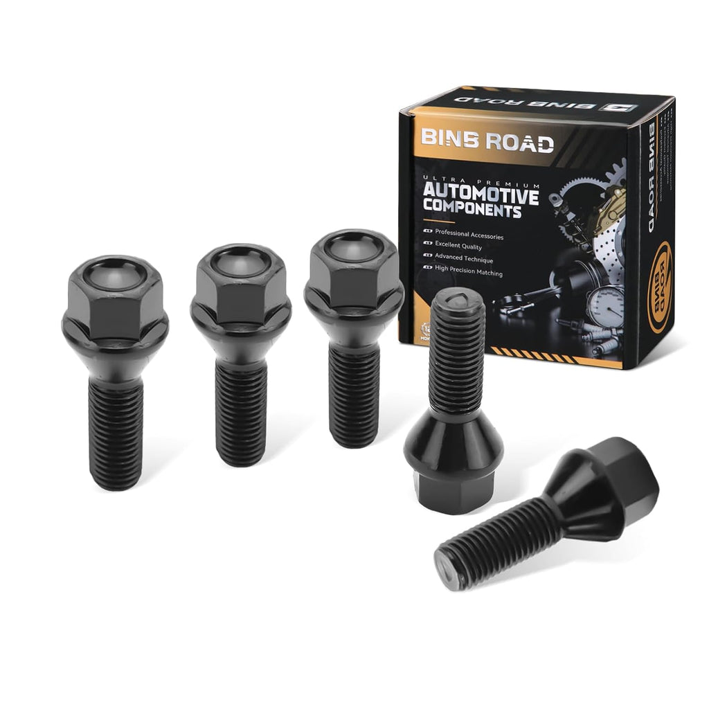 Wheel Lug Bolt M12×1.5 Black Compatible with BMW 1 3 5 X Z Series Mini E46 325 E90 E39 E60 E53,5Pcs (Replaces 36136781150)