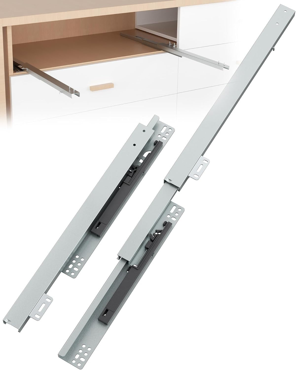 onemake 18" bottom mount drawer slides, soft close, main product view