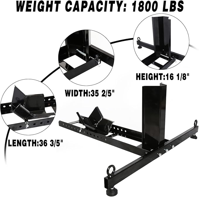 KUAFU Motorcycle Wheel Chock Stand Upright 1800 LBS, Wide Range 3“ to 5”