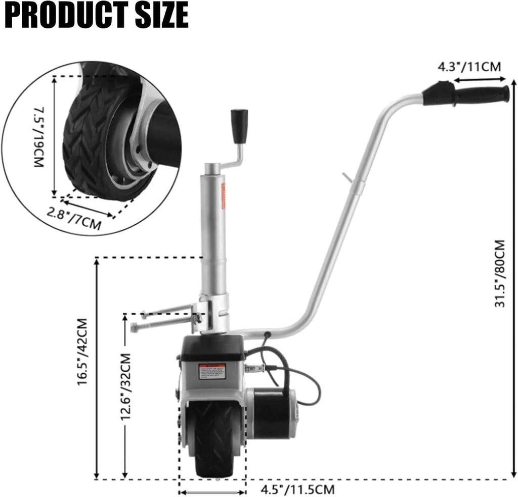 12V Electric Jockey Wheel Mover for Caravan & Boat Trailer, 350W, Max Load 5504.5 lbs (2270 kg), High-Speed Aluminium Wheel 5-7m/min for Easy Towing