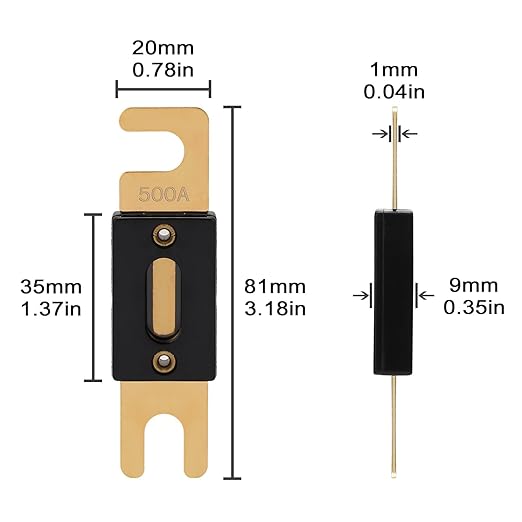 500A ANL Fuse 500 Amp Inline Blade Fuses 32V - Image 2