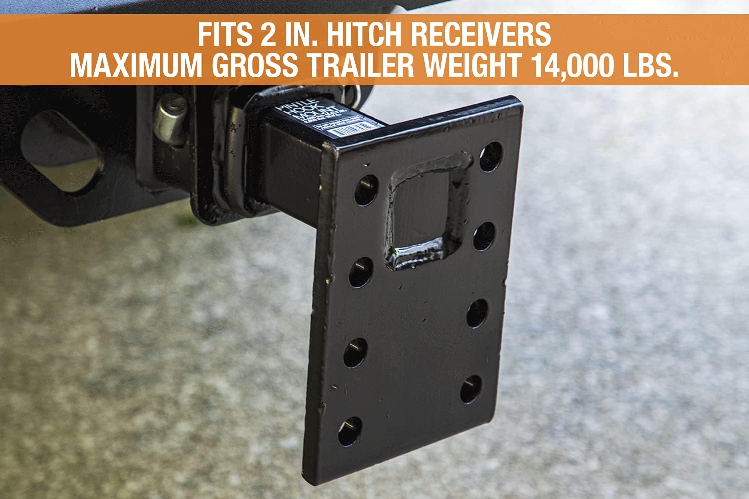 Buyers Products PM87 Pintle Hook Mount, 3 Position Adjustable Trailer Hitch Receiver for 2 Inch Trucks, Heavy‑Duty Tow Hitch Plate, 14,000 lb MGTW, 2,800 lb MVL, Powder‑Coated Steel