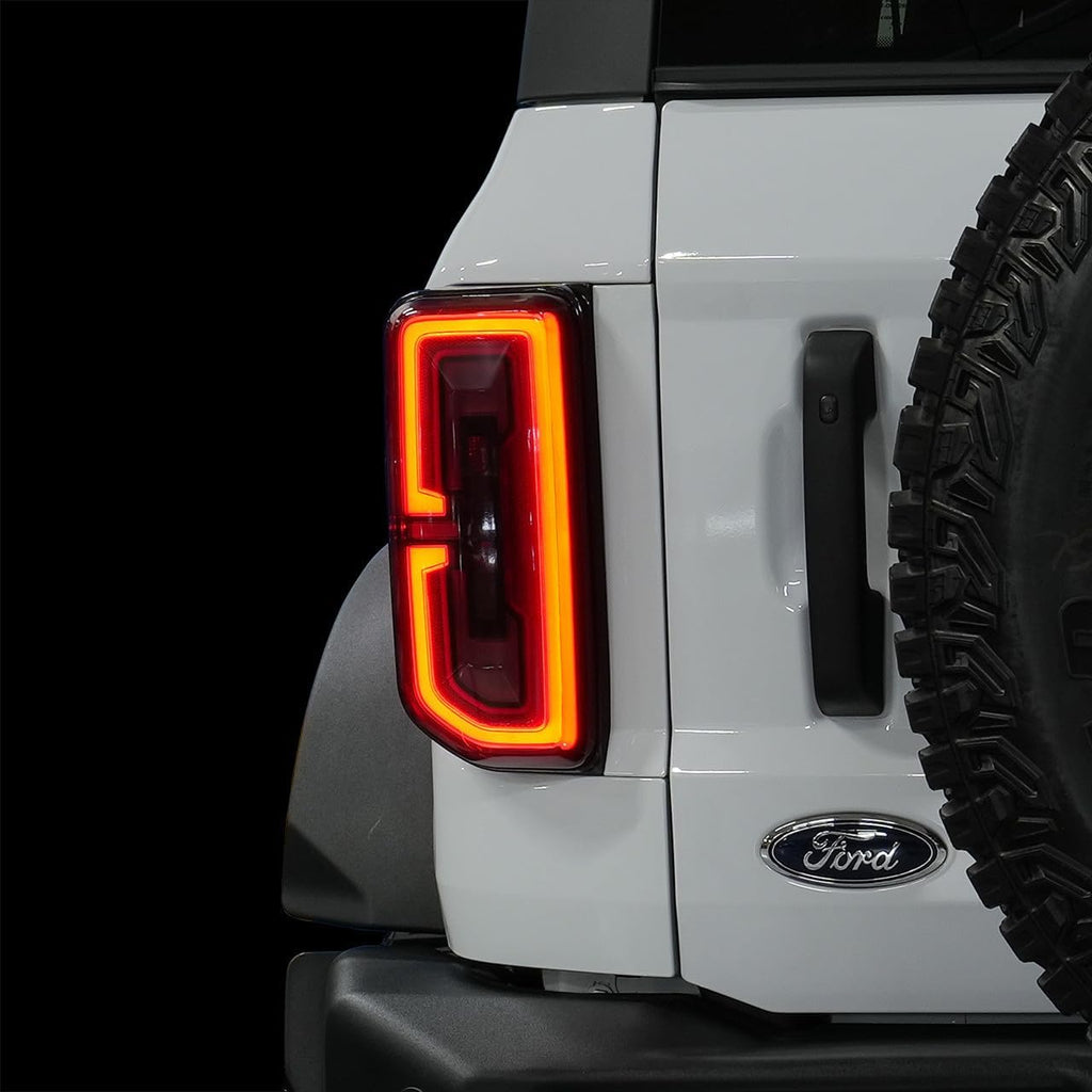 IAG I-Line Smoked LED Tail Light Covers for Ford Bronco 2021+ 2/4 Door (OEM Signature LED Taillights ONLY, Does not fit Base or Sport models)