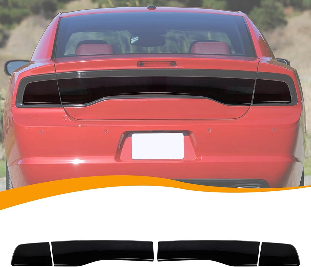 Hoolcar Tail Light Lamp Cover Guard Trim Bezel Frame Decor Exterior Accessories Compatible with 2011-2014 Dodge Charger, Smoked Black