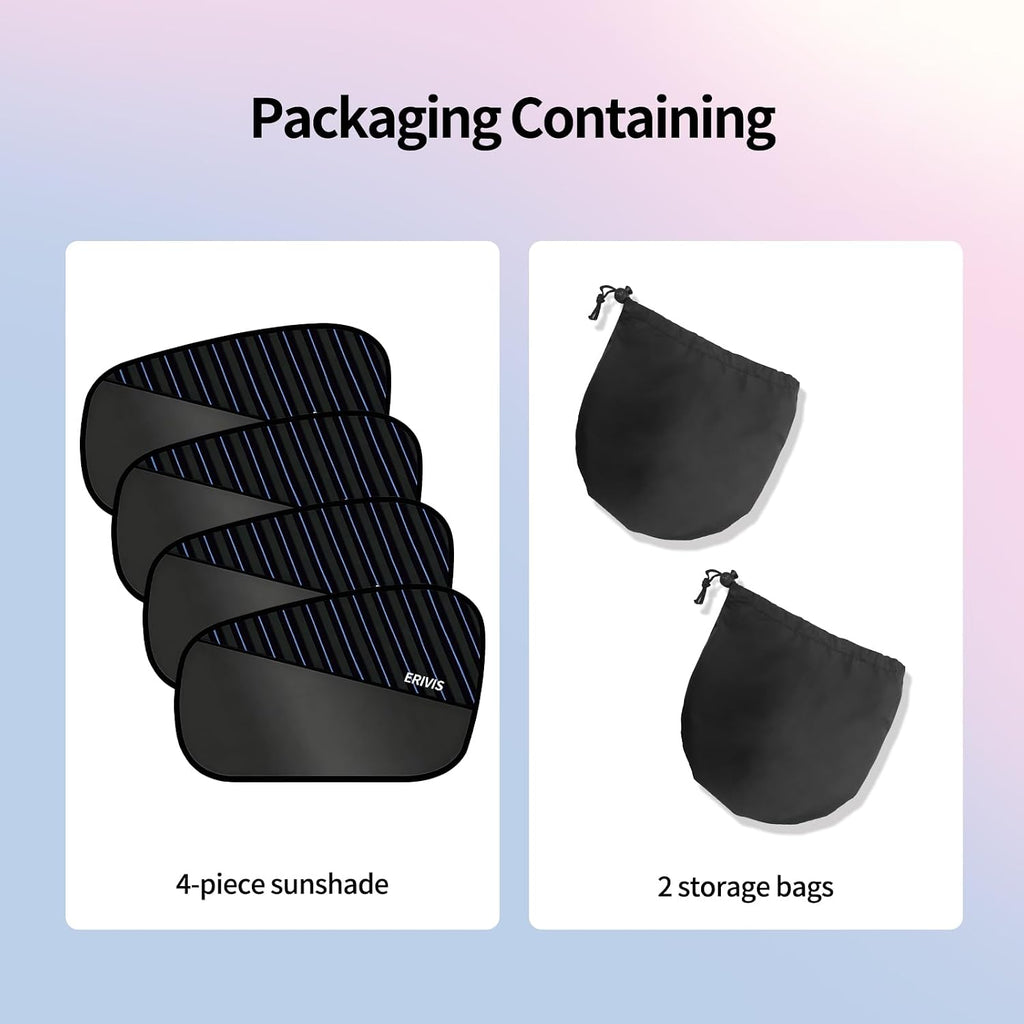 4 PCS Car Window Shades, Universal Fit for Most Vehicles, Front & Back Half-Shade Side Window Shades, Blocks UV Rays, Window Shade for Baby in Car