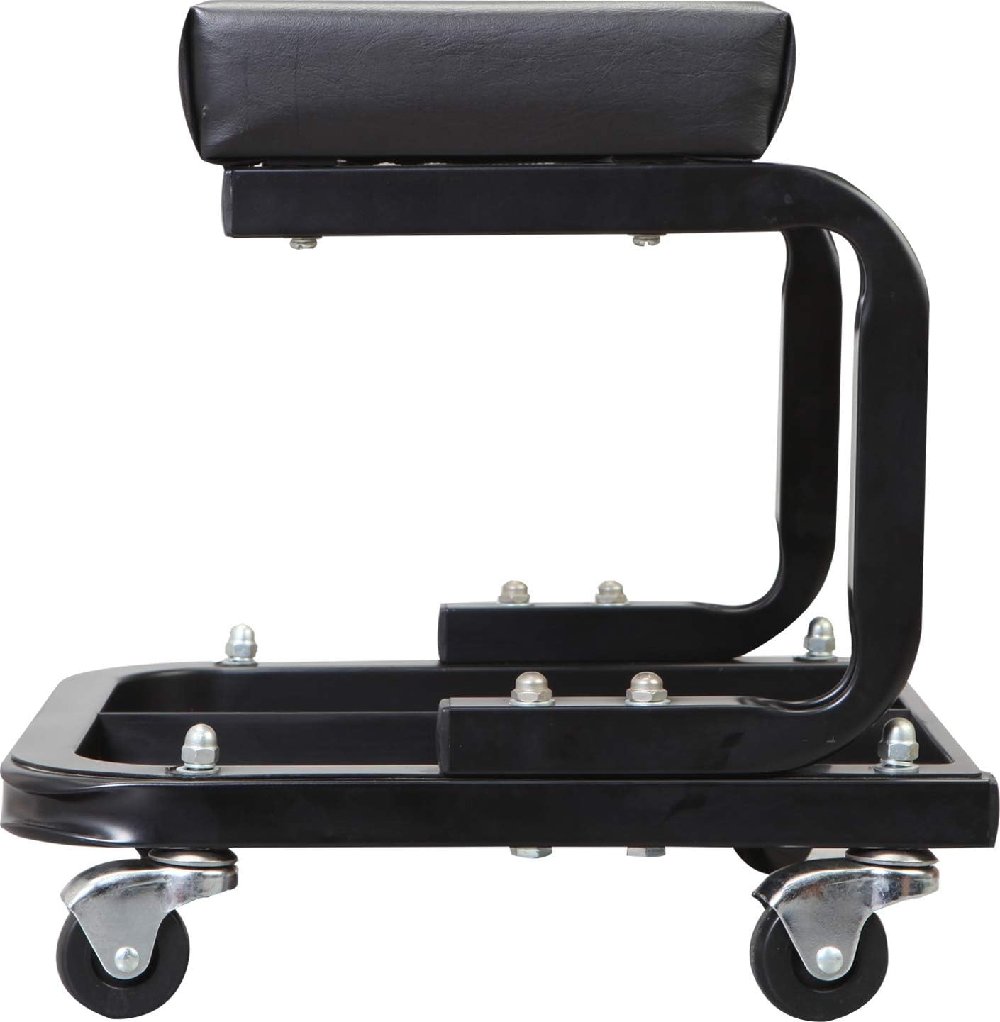 Torin ATR7211 Blackjack Rolling Creeper Garage/Shop Seat: Padded Mechanic Stool with Tool Tray Storage, Black, Large