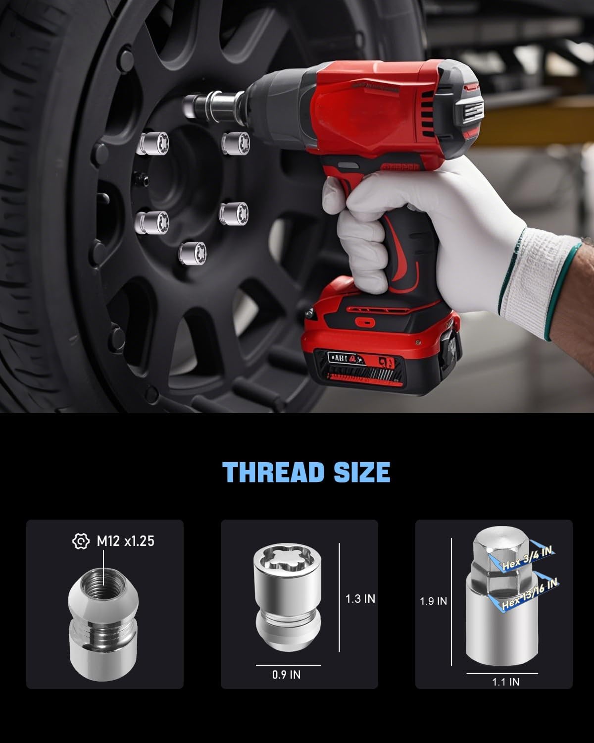 Wheel Locks | Wheel Locks Lug Nuts | M12 x 1.25 Locking Lug Nuts| Fit for Nissan Altima Rogue Infiniti Q50 QX60 Subaru Outback Forester Suzuki Datsun Mercury and More 13/16" Hex Key Cone Seat, 24154
