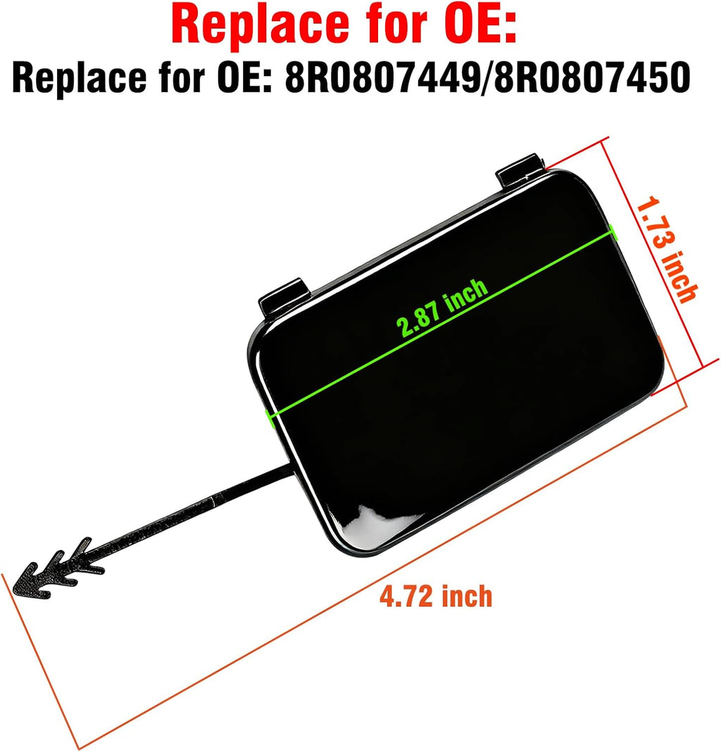 Yumzeco 1PC Compatible with Audi Q5 Rear Tow Hook Cover 2008 2009 2010 2011 2012 2013 2014 2015 2016 2017, Driver Side Audi Q5 Rear Bumper Trailer Cover Replace for 8R0807449/8R0807450 - Left, Black