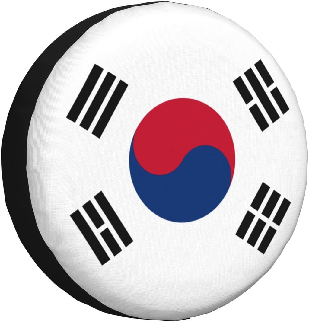 Korean Flag Print Universal Spare Tire Cover for RV, Jeep | Wheel Protector Fits Rv, Trailer, Jeep, Shield Tires From Sun, Dirt And Rain For Outdoor Storage