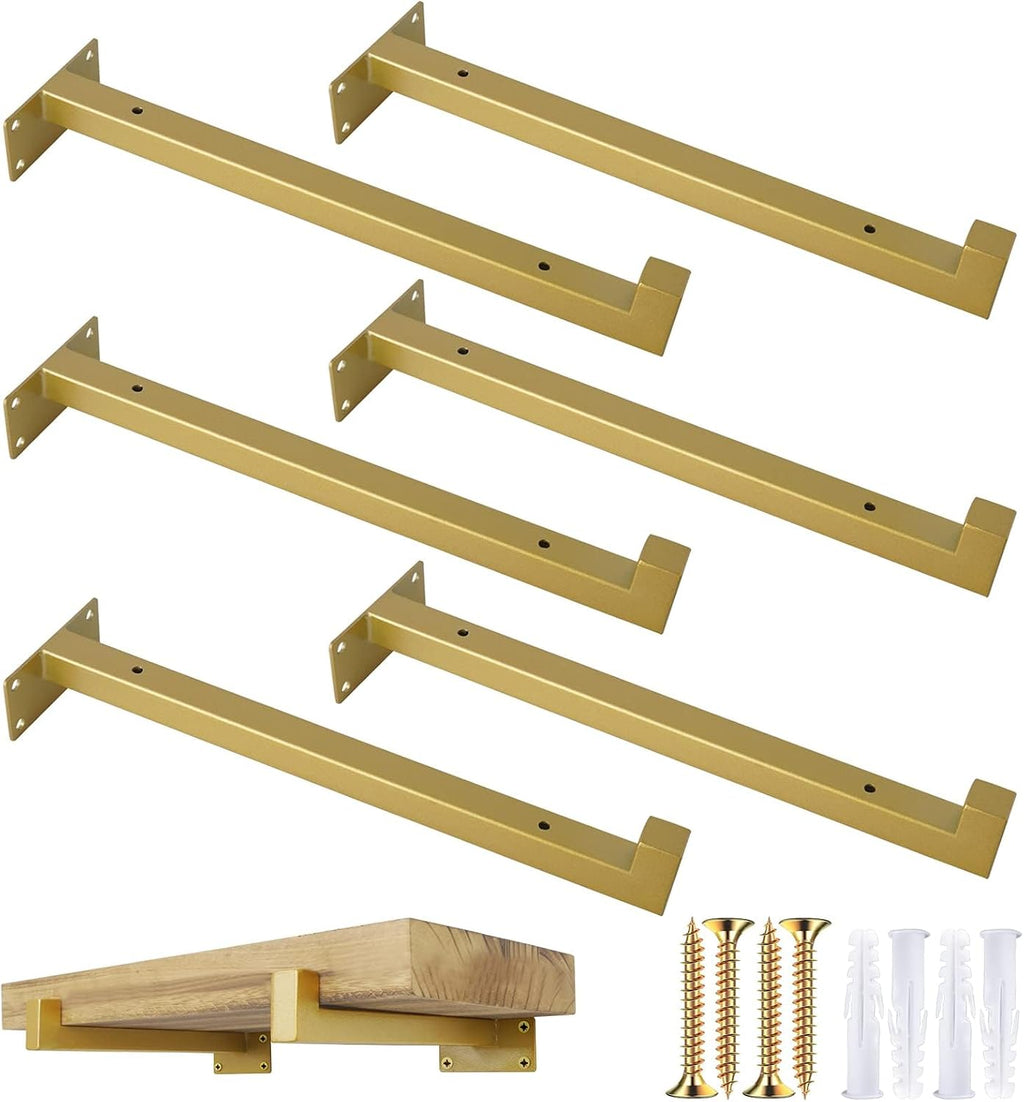 ovov 6 pack 10 inch gold shelf brackets, main product view