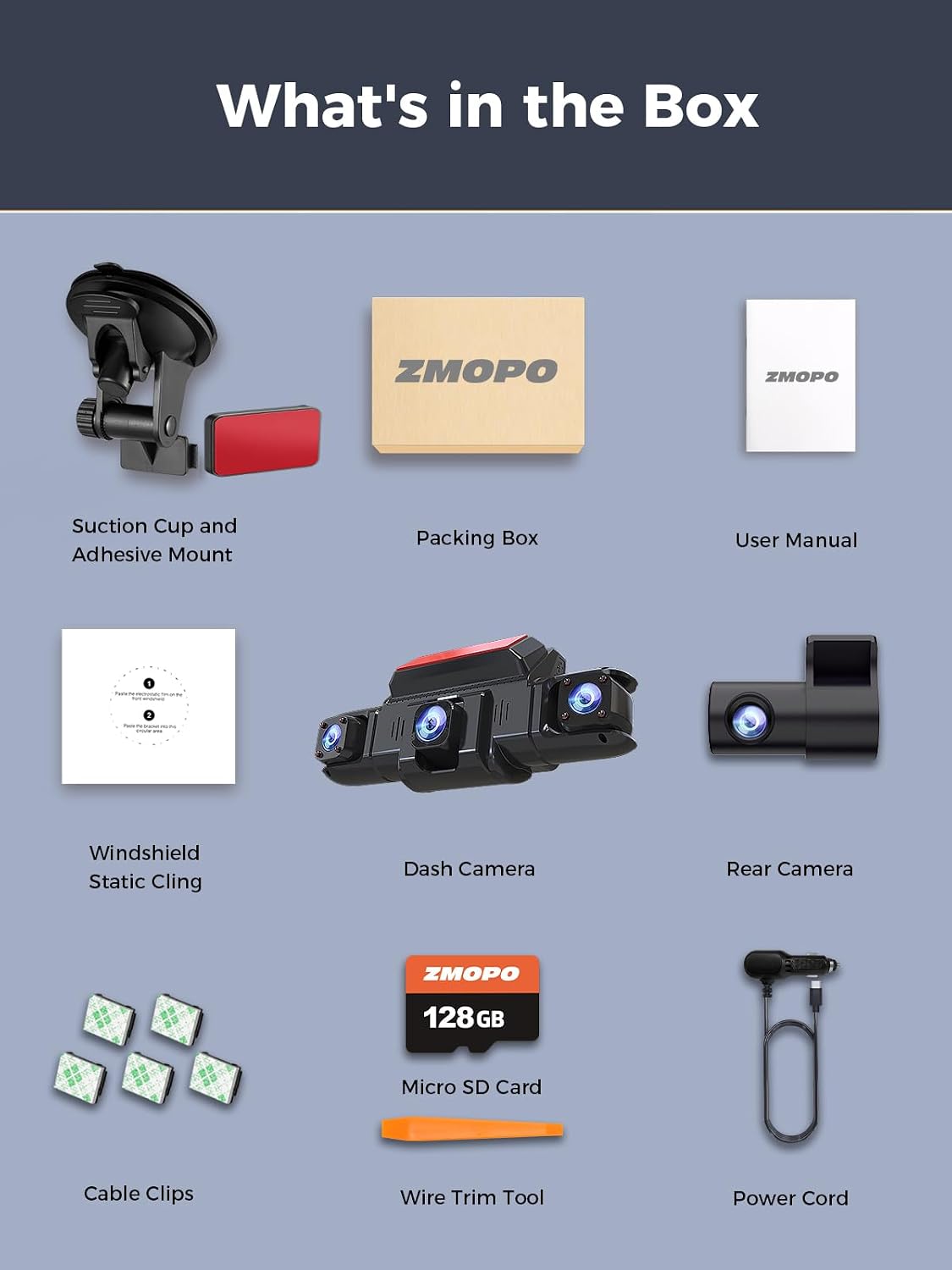 360 view 4 channel dash cam front and, view 9