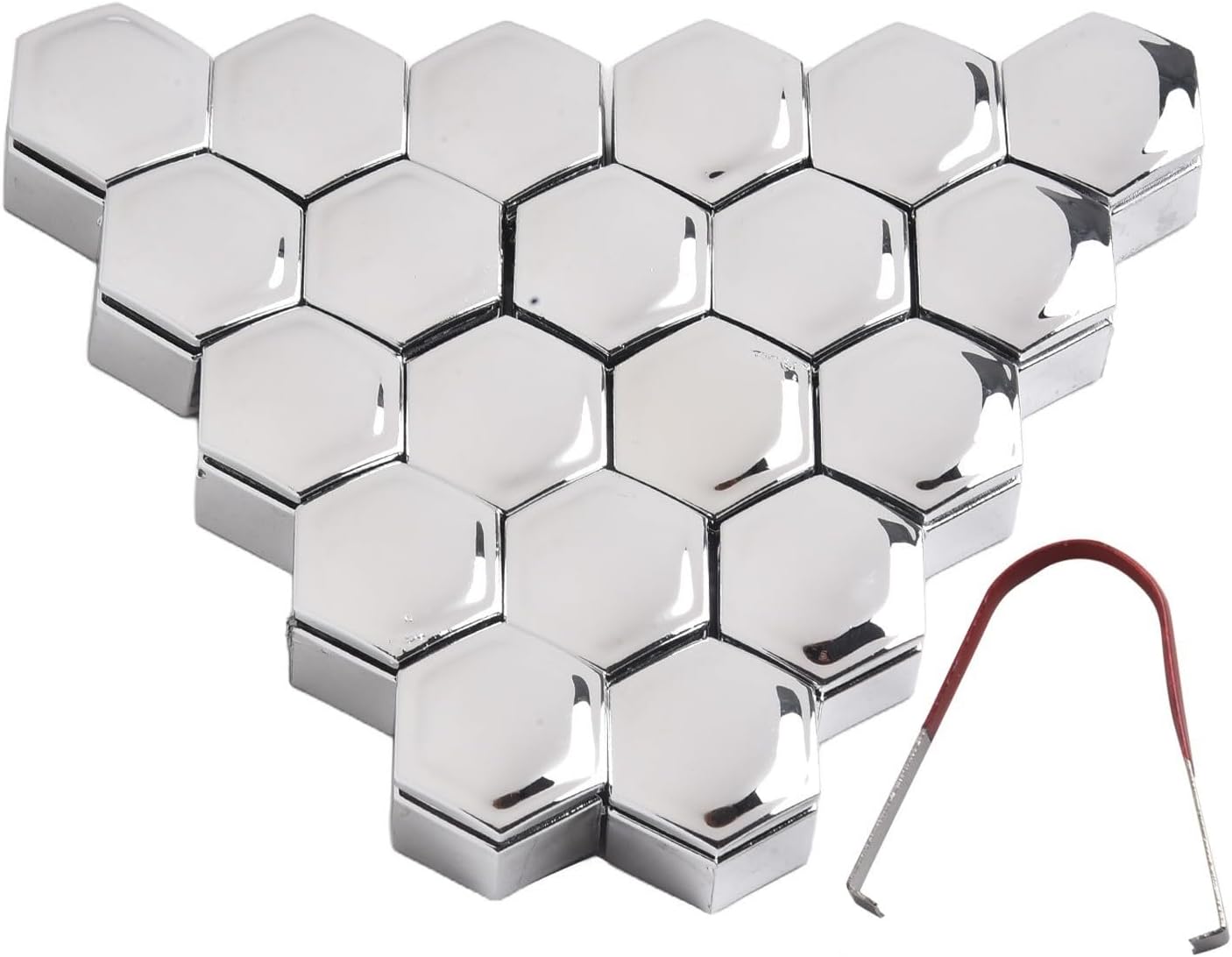 22mm Chrome Wheel Nut Covers 20 Pack with Remover Tool, ABS Hex Bolt to Prevent Rust and Enhance Finish
