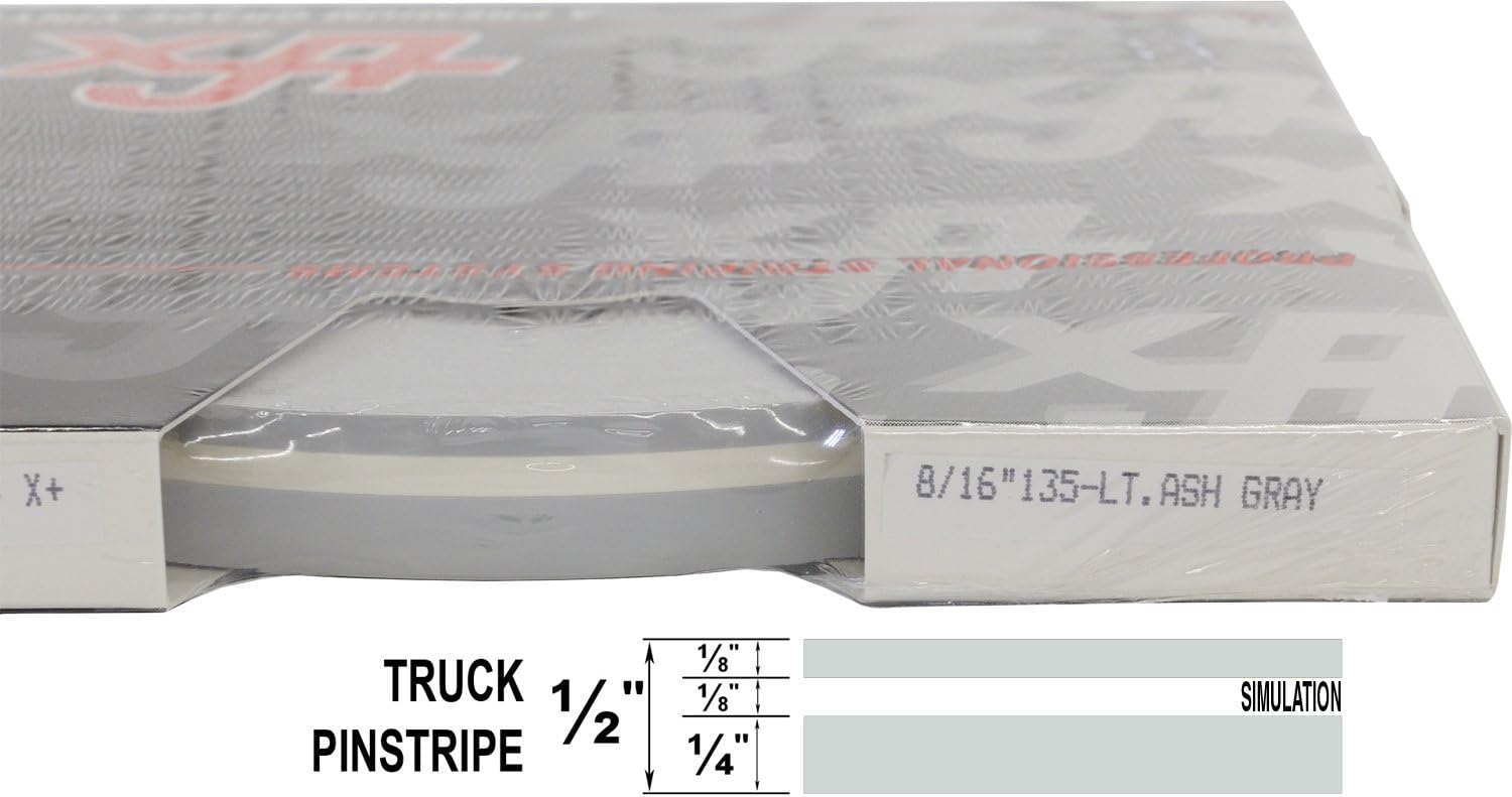 Universal TFX 0008135 - Auto Truck Customizing Dual Pinstripe - 8/16" x 150' (1/4” Stripe, 1/8" Gap, Then 1/8” Stripe) - 135-Light Ash Gray