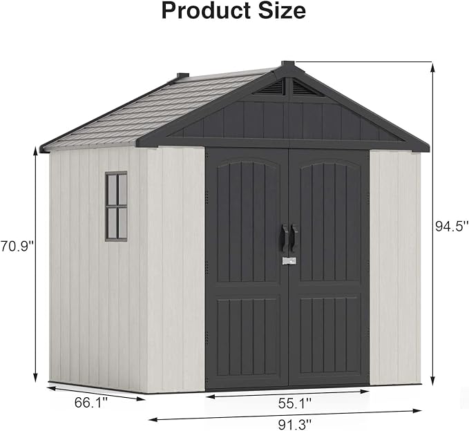 Patiowell 8x6 FT Outdoor Storage Shed, Plastic Shed Resin Garden Shed - Image 5