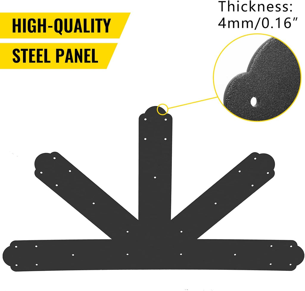 vevor gable plate, black powder-coated truss connector plates shown in use