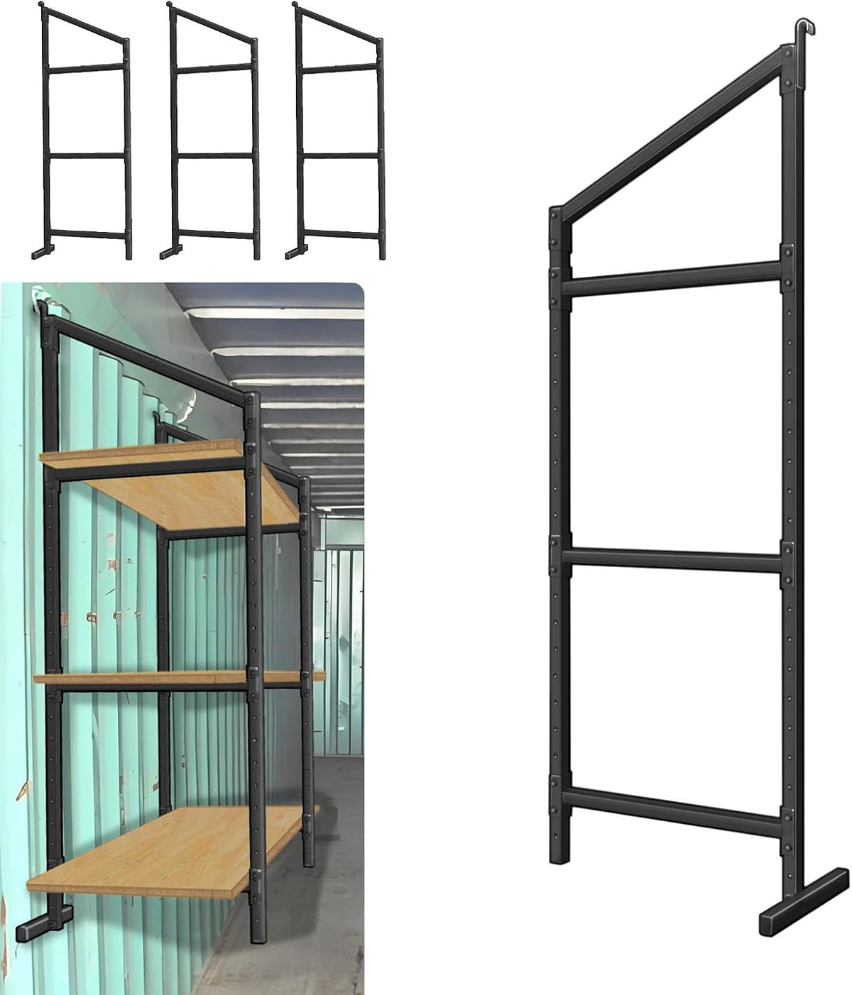 heavy-duty shipping container shelves with 57"(h) x 18"(w), main product view
