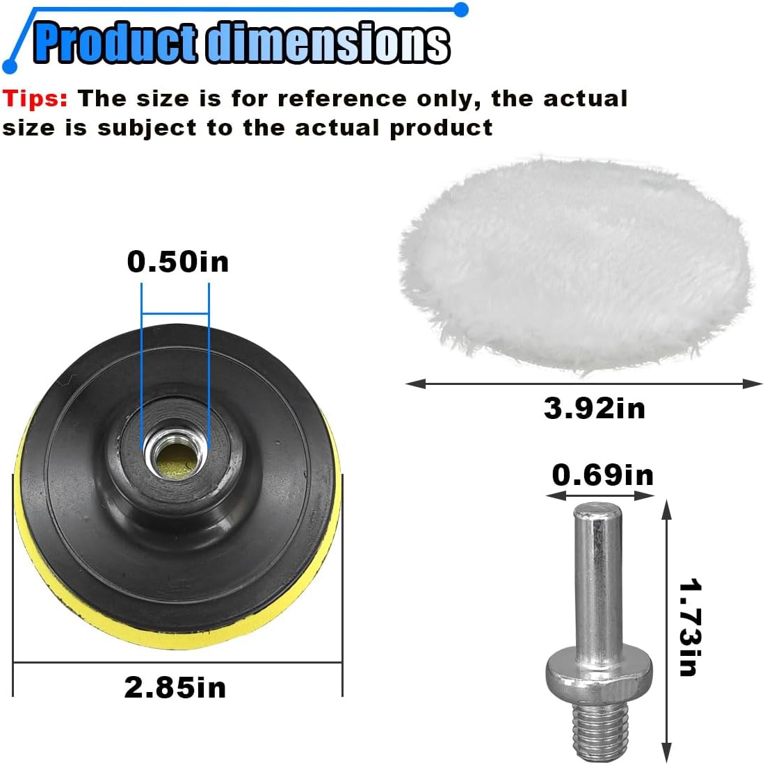 7PCS 3 Inch Wool Polishing Buffing Pad, Polisher Buffer Drill Attachment with Hook and Loop Back, M10 Drill Adapter, Car Buffing Wheel Pads for Waxing, Detailing, Polishing