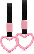 2 Pcs Heart Shaped Car Handle Strap – Drift Charm Rear Bumper Warning Ring Decor for Car Interior Exterior, Subway Bus Handle Accessory, Cute Heart Car Decor Gift for Women & Men (Pink)
