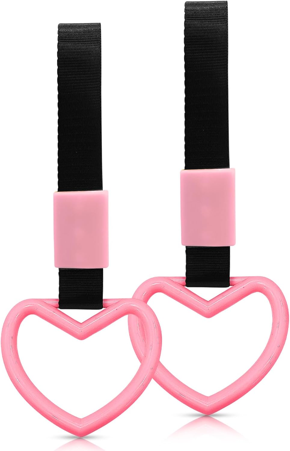 2 Pcs Heart Shaped Car Handle Strap – Drift Charm Rear Bumper Warning Ring Decor for Car Interior Exterior, Subway Bus Handle Accessory, Cute Heart Car Decor Gift for Women & Men (Pink)