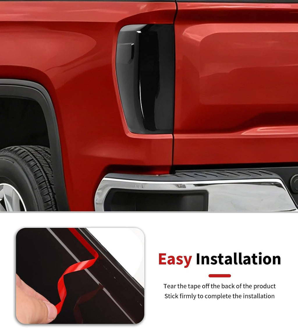 JWWY Smoked Taillight Rear Light Lamp Decor Tinted Darkened Taillight Cover Trim Fit for 2019-2026+ GMC Sierra 2PCS Blackened