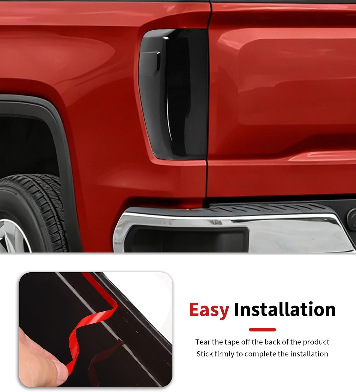 JWWY Smoked Taillight Rear Light Lamp Decor Tinted Darkened Taillight Cover Trim Fit for 2019-2026+ GMC Sierra 2PCS Blackened