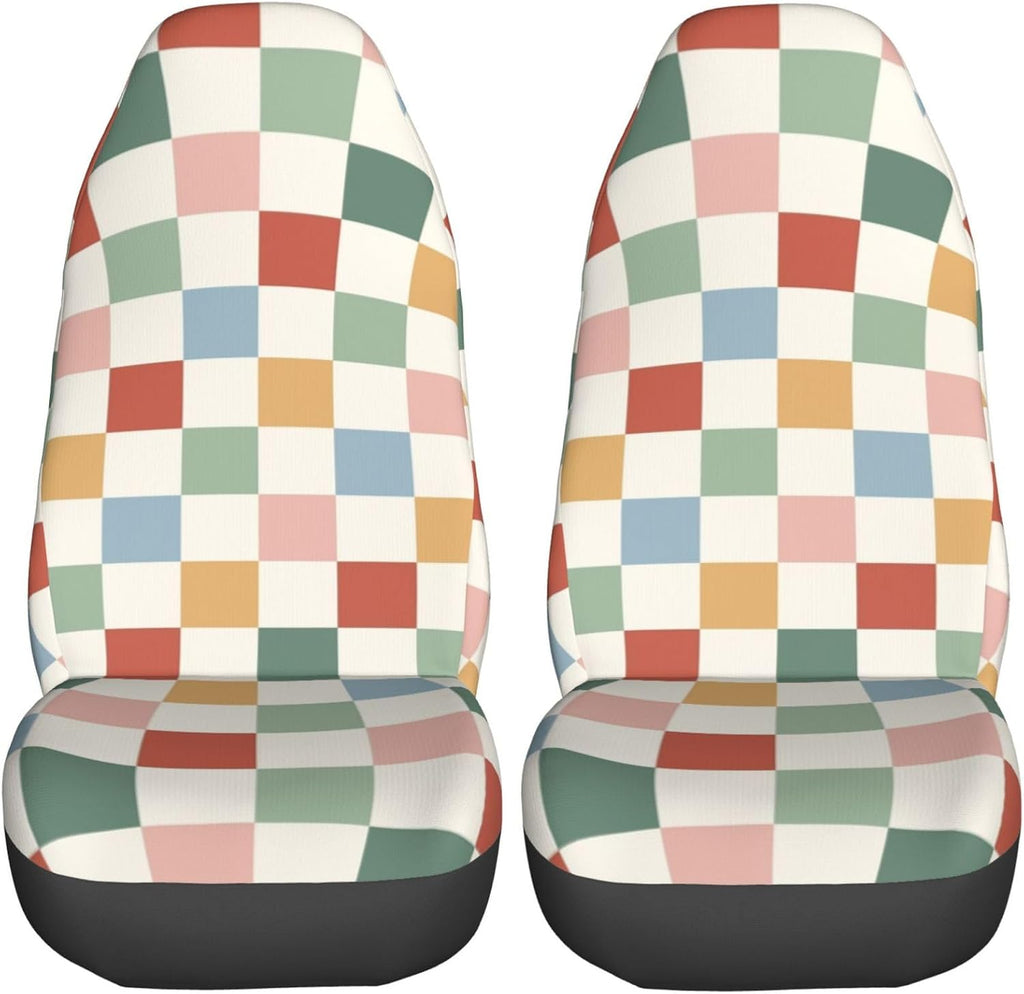 rainbow checkerboard retro car seat covers universal 2, main product view