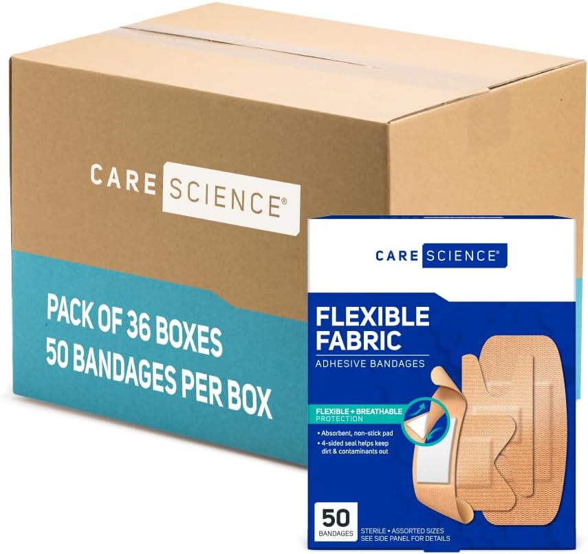 care science fabric adhesive bandages, assorted sizes, 50, main product view