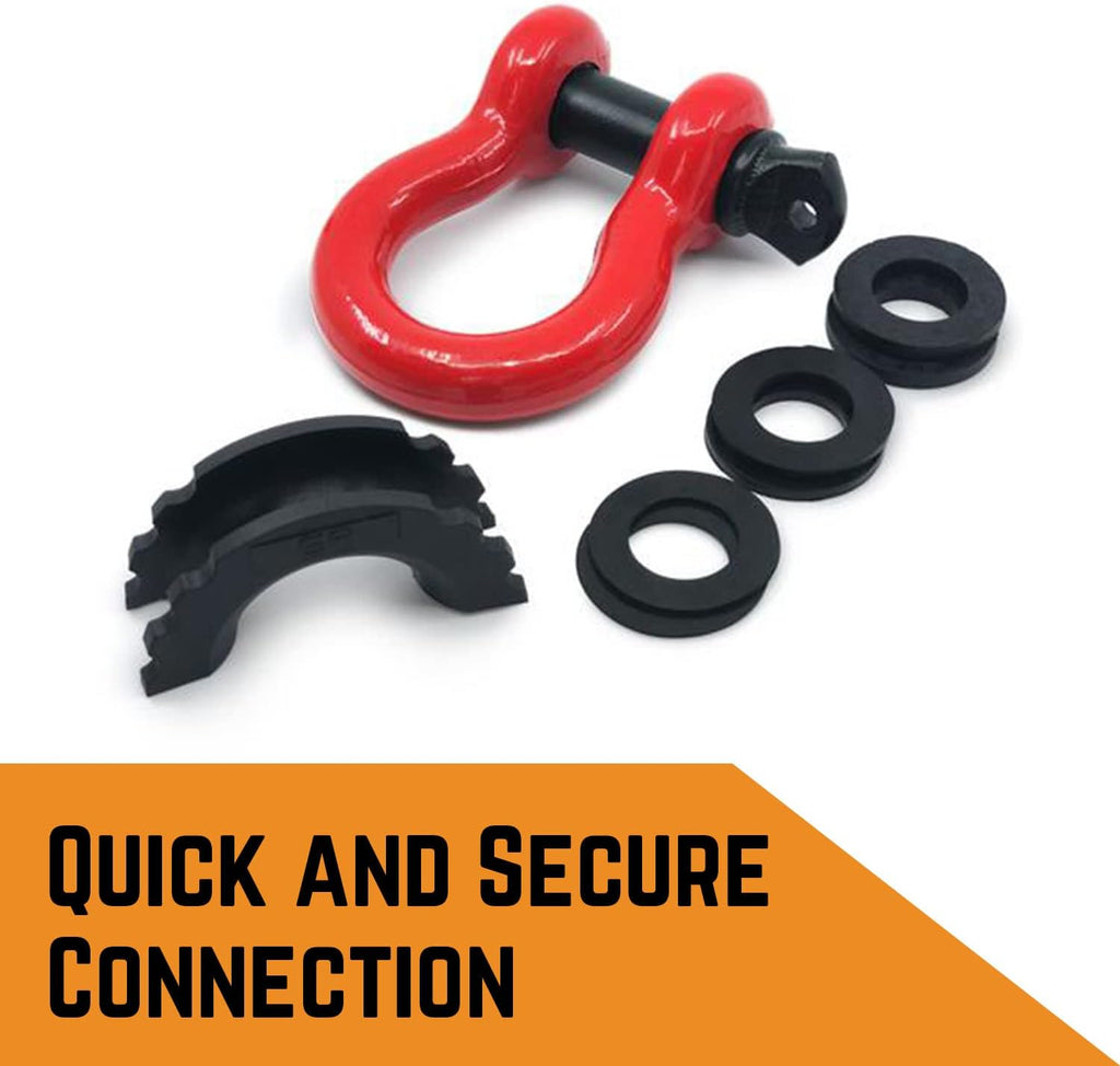 GA GearAmerica Heavy Duty D-Ring Shackles 58,000 lbs Capacity - Tow Shackle, 7/8" Pin & Washers - Securely Connect Tow Strap or Winch Rope for Off Road Recovery (Red, 2 Pack) - D Ring