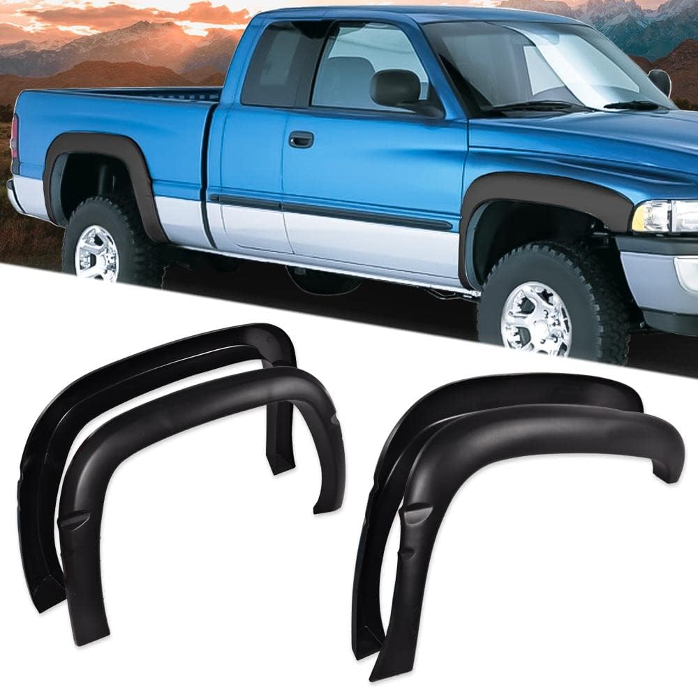 Factory Style Textured Fender Flares 4PCS Compatible with 1994-2001 Dodge Ram 1500 2500 3500, Fits 6.5ft & 8ft Fleetside Beds Only