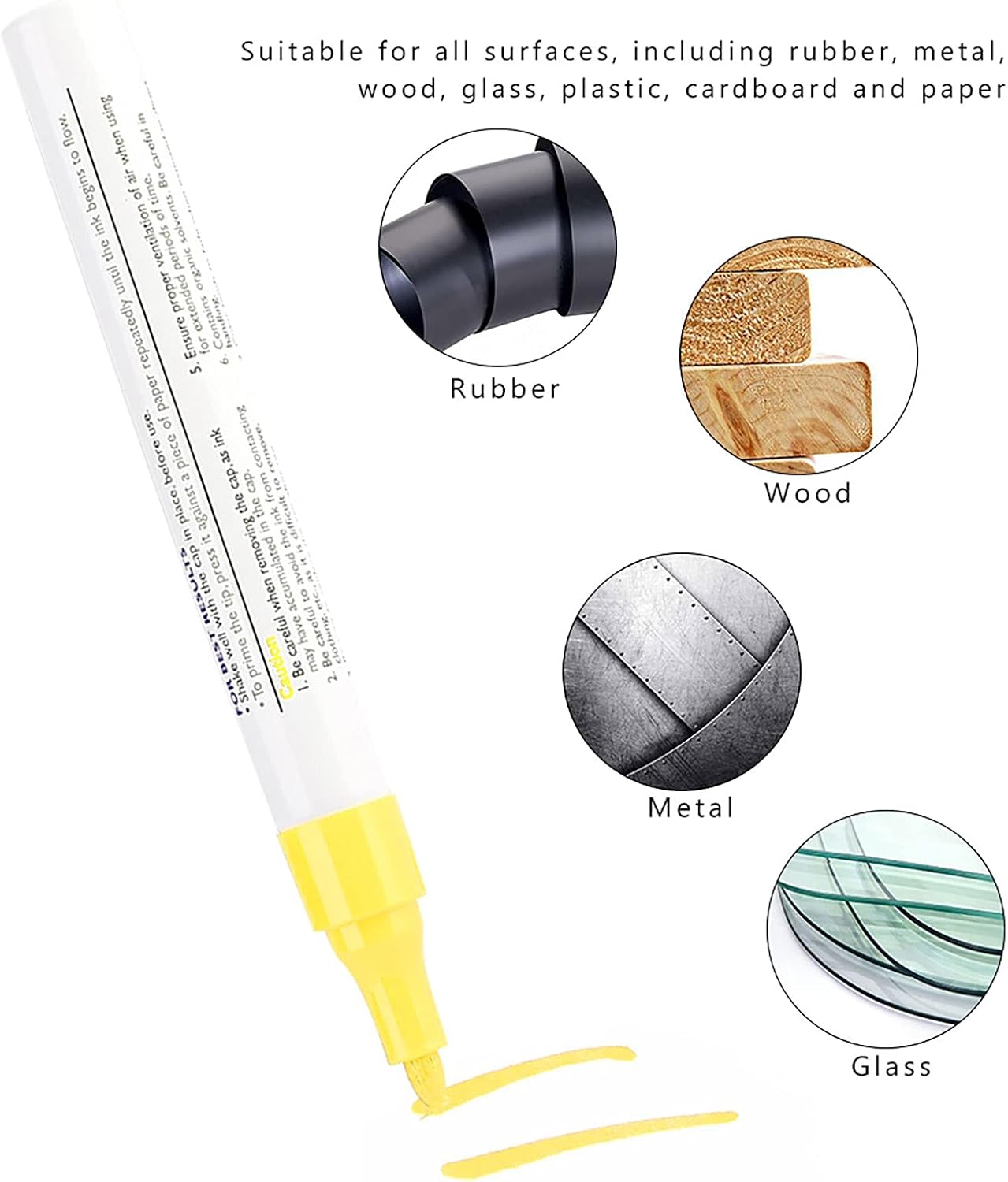 Tbest Car Tire Paint Pen Yellow Professional Marking Pencil | Lasting Yellow Pigment, , Easy Application, Suitable Rubber Tires, Single Pen Pack